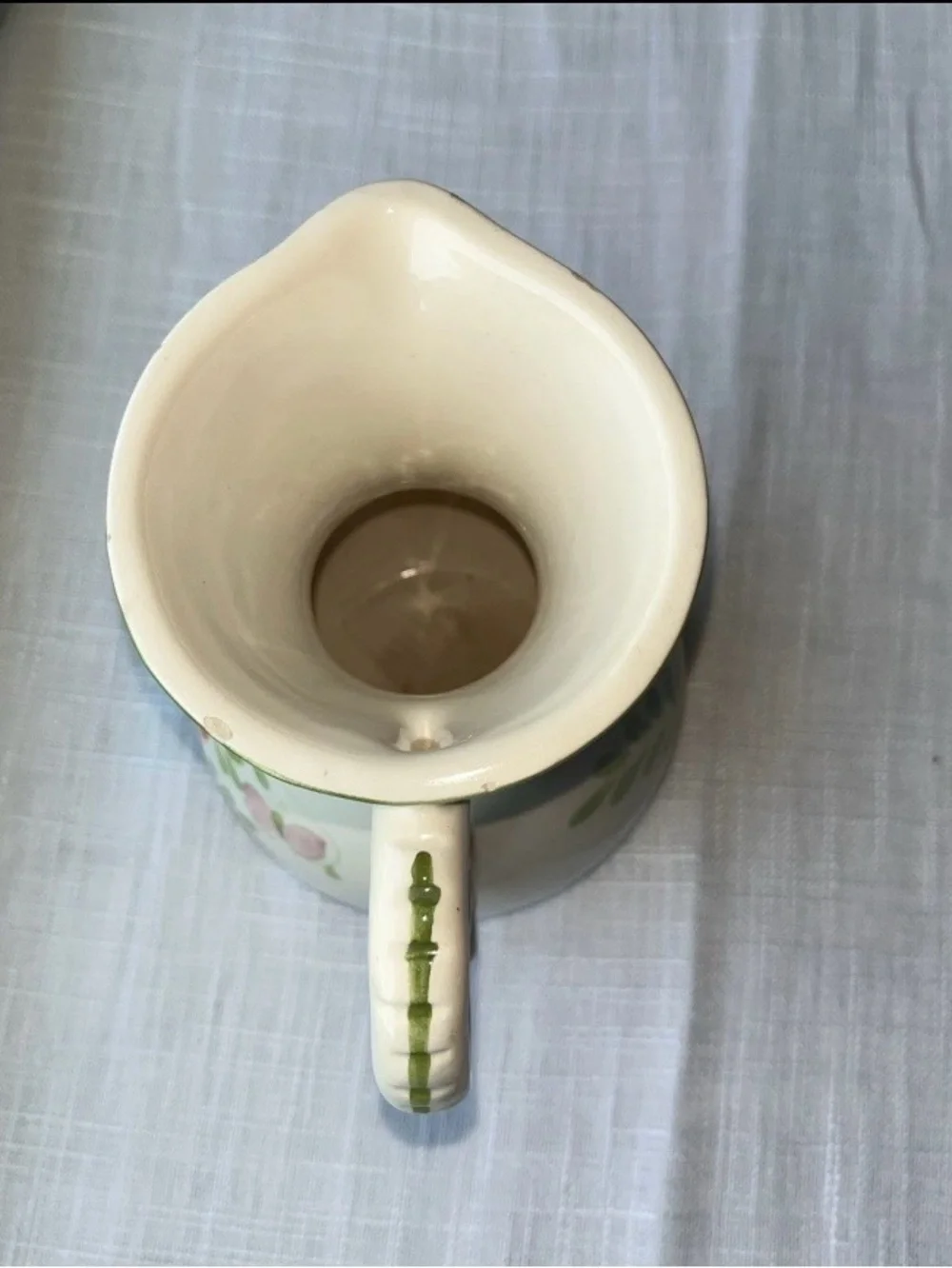 VTG FTDA Weiss-Brazil Ceramic Hand Painted Pitcher Vase Flowers Butterfly 1979